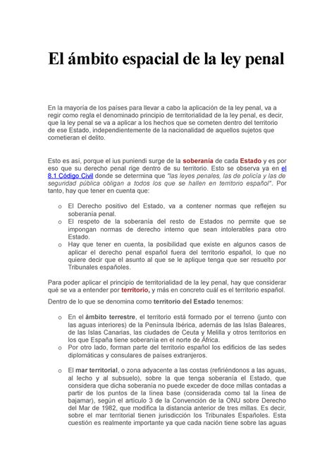 Derecho penal territorio El ámbito espacial de la ley penal En la