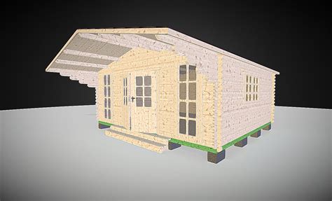 Дачный дом 4,5 х 5 м с навесом - Download Free 3D model by anim3d.ru ...