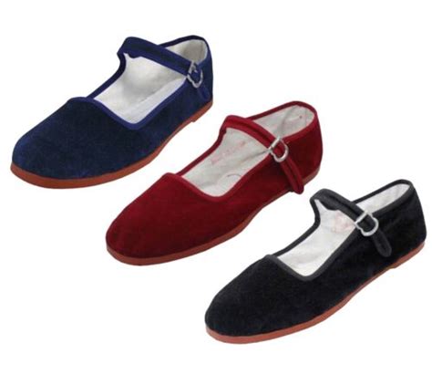 Womens Chinese Classic Mary Jane Velvet Shoes Blue Maroon Black Sizes