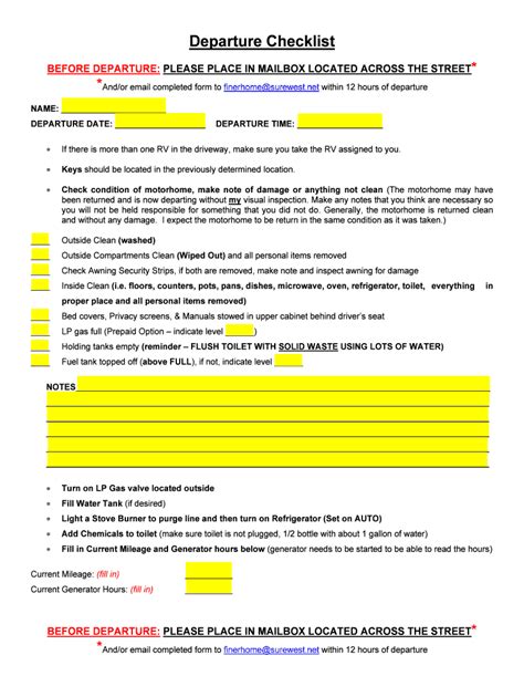 Fillable Online Departure Checklist Doc Fax Email Print Pdffiller