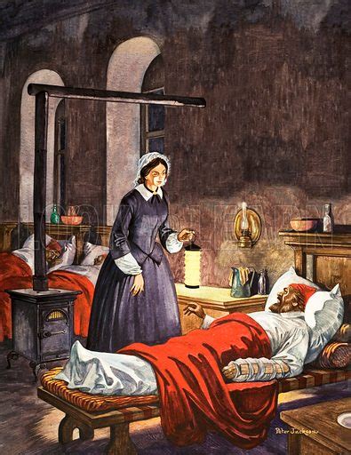 Florence Nightingale visiting sick soldiers in hospital, … stock image | Look and Learn