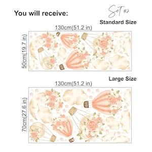 Hot Air Balloon Nursery Wall Decal Floral Air Balloon Whimsical Wall Sticker Baby Girl Room