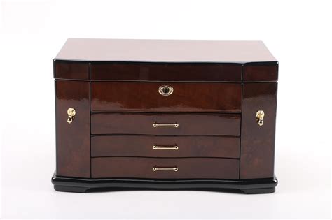 Jere Jewelry Chest With High Gloss Walnut Finish Ebth