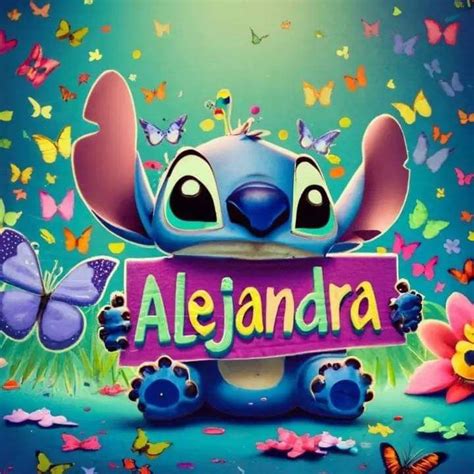 An Image Of A Cartoon Character Holding A Sign With The Name Aleandra On It