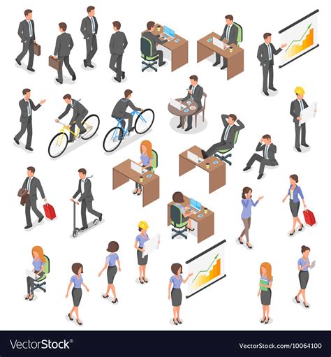 Isometric Set Business People Royalty Free Vector Image