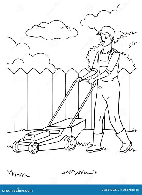 Lawn Mower Coloring Page For Kids Stock Vector Illustration Of Colour