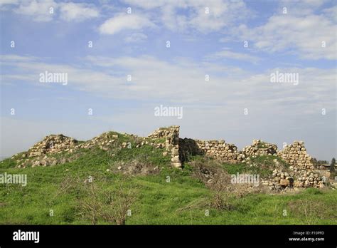 Israel Jezreel Valley Ruins Of The Ottoman Tower In Tel Jezreel Stock