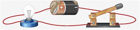 Electric Circuit Diagram Featuring A Battery And A Lightbulb Vector