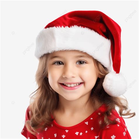 Una Ni A Con Un Sombrero De Navidad En Una Pared Blanca Aislada Png