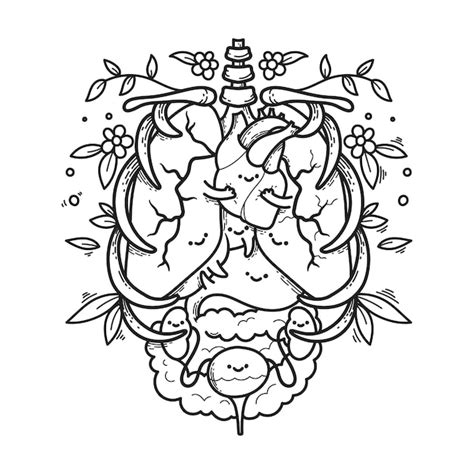 Premium Vector Cute Hand Drawn Blooming Organs Icon