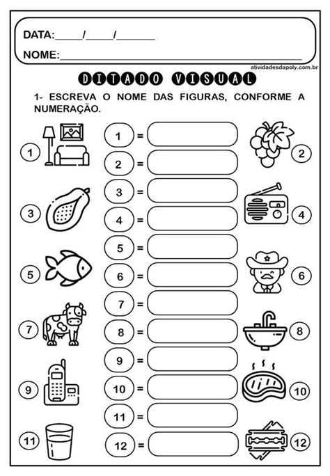 Ditado Visual Em Ditados Atividades De Alfabetiza O Material