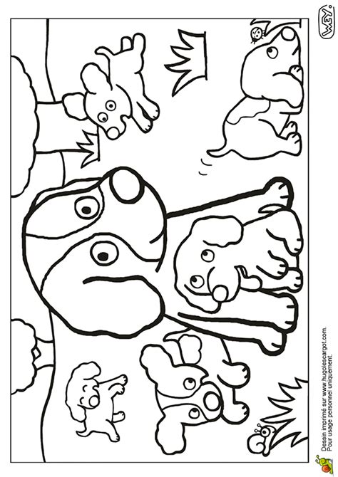 Coloriage Chienne Et Chiots Sur