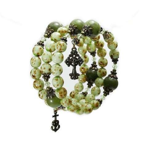 Connemara Marble Mint Green Rosary Coil Bracelet For Sale