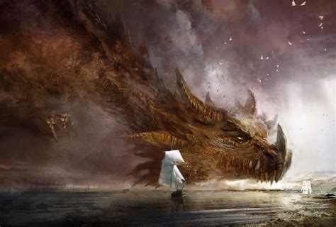 Online crop | HD wallpaper: Sea, Dragon, Ships, Fantasy, Art, Guild ...