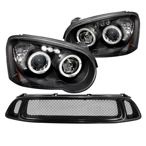 Spec D Tuning Blk Halo LED Projector Headlights Mesh Hood Grille