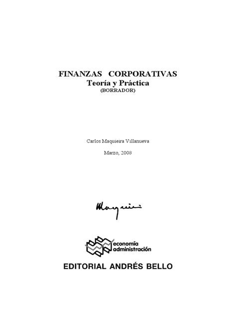 PDF Finanzas Corporativas Teoría y Práctica Maquieira DOKUMEN TIPS