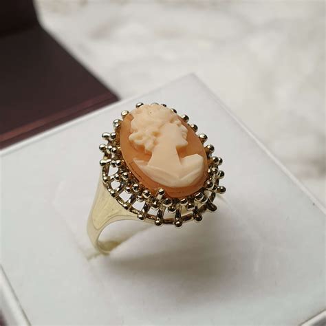 Mm Nostalgischer Ring Gold Kamee Gemme Elegant Shabby Vintage