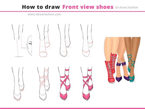 How To Draw Shoes From The Front Step By Step