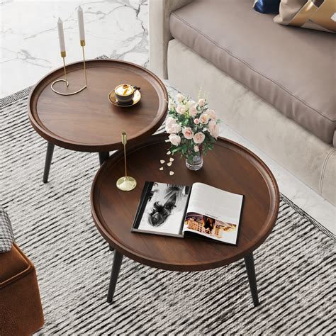 Semjar Nesting Coffee Table Set Of Modern Round Coffee Tables For