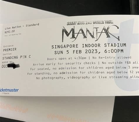 Wts Skz Maniac Concert In Singapore Cat A Standing Pen C Tickets