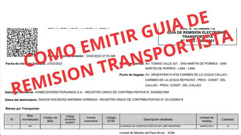 COMO EMITIR GUIA DE REMISION TRANSPORTISTA YouTube