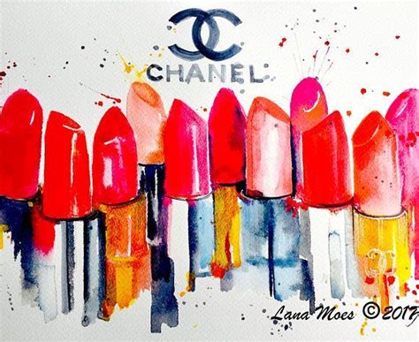 Chanel Lipstick Art Painting Fashion Watercolor Illustration By Lana