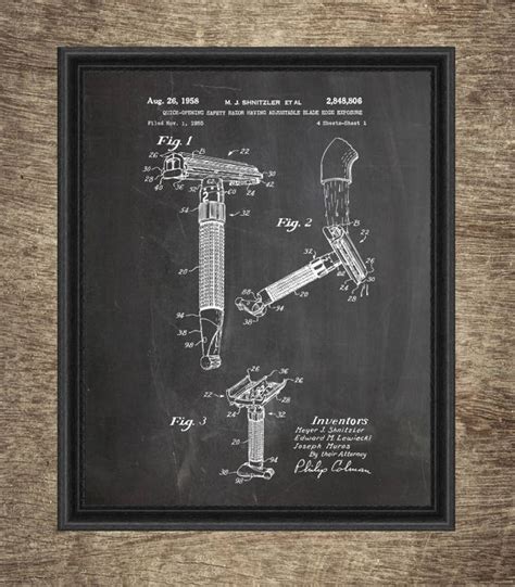 Bathroom Patent Print Set of 4 Razor Patent Illustration - Etsy