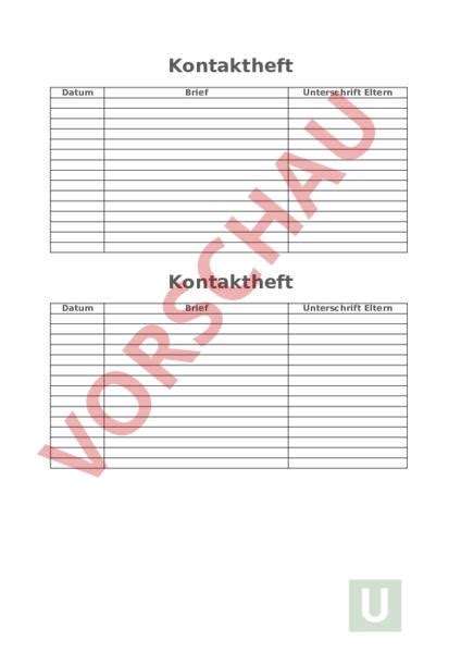 Arbeitsblatt Kontaktheft Administration Methodik