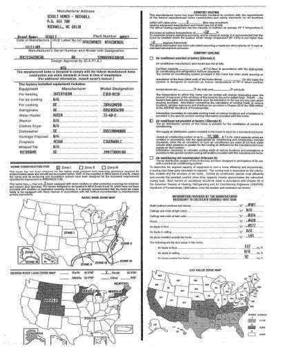 Manufactured Home Hud Tag Data Plate Example