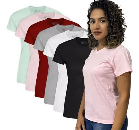 Kit Camiseta Feminina Babylook Lisa Básica Algodão 06 Peças