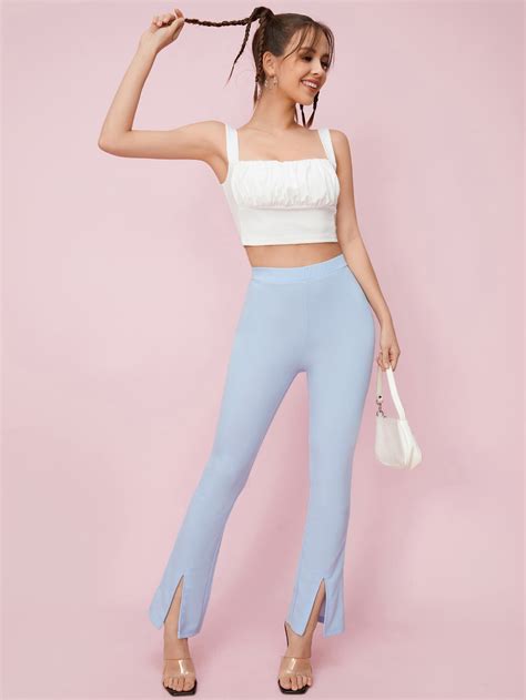 Shein Ezwear Split Hem Flare Leg Pants Shein Usa