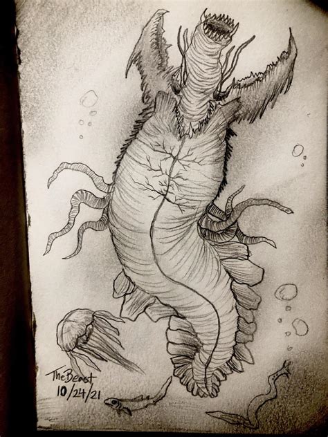 Deep Sea Graboid Tremors Inspired Drawing Art By Me Rimaginaryhorrors