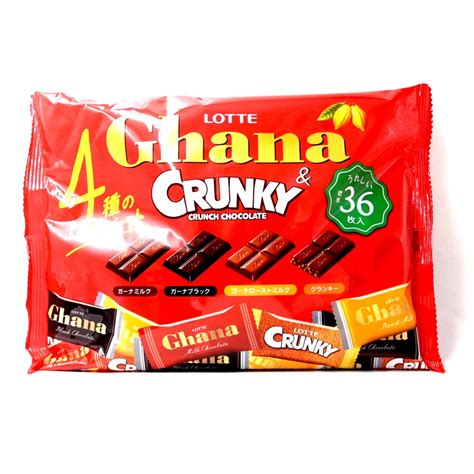 Chocolate Lotte Ghana Share Pack Chocolate Bar Black Milk Crunch 36s