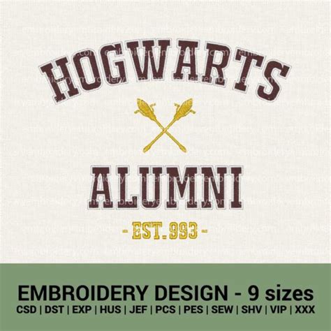 Hogwarts Alumni Harry Potter Machine Embroidery Designs