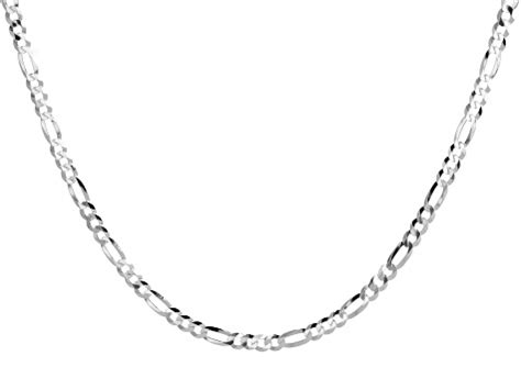 Sterling Silver Mm Flat Figaro Chain Inch Necklace Dom E