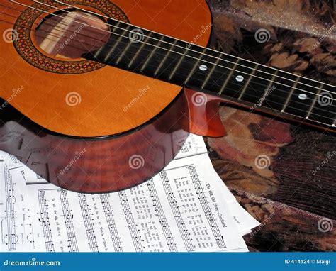 Acoustic Guitar And Notes Stock Photo Image Of Sheet Sound 414124