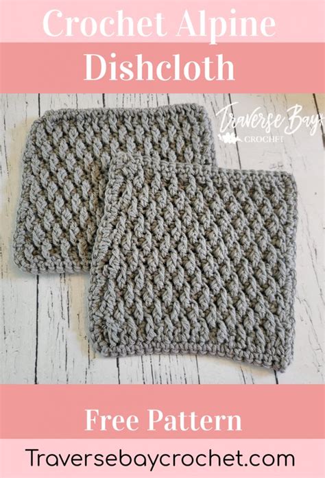 Two Crochet Dishcloths With Text Overlay That Reads Free Pattern