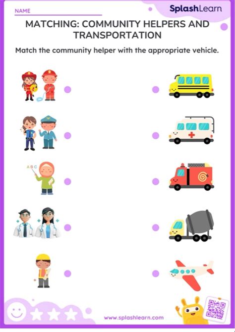 Matching Community Helpers And Transportation Worksheet Printable