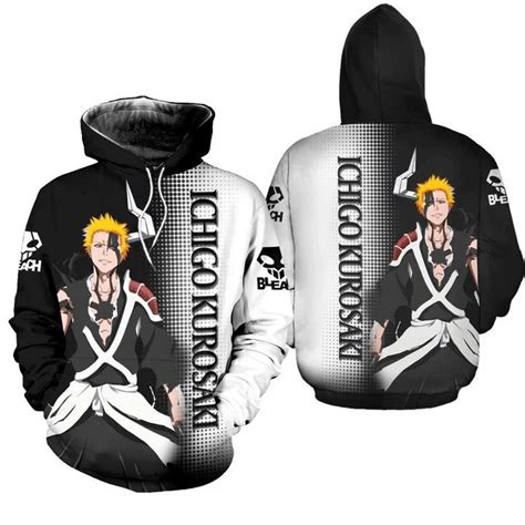 Bleach Ichigo Kurosaki Anime Manga 3d Zip Hoodie Bipubunny Store