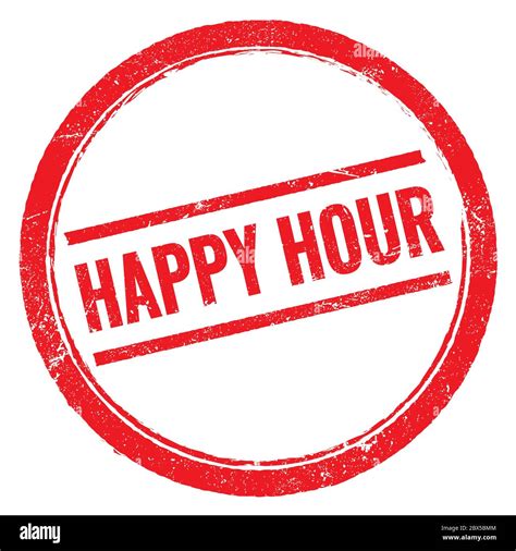 Happy Hour Red Round Stamp Stock Photo Alamy