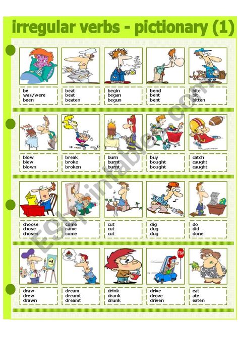 IRREGULAR VERBS PICTIONARY 1 PART 1 ESL Worksheet By Evadp75