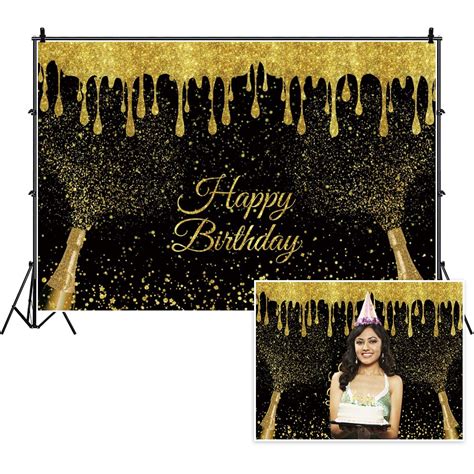 Buy Yeele 10x8ft Black And Gold Photography Background Happy Birthday Backdrop Golden Glitter