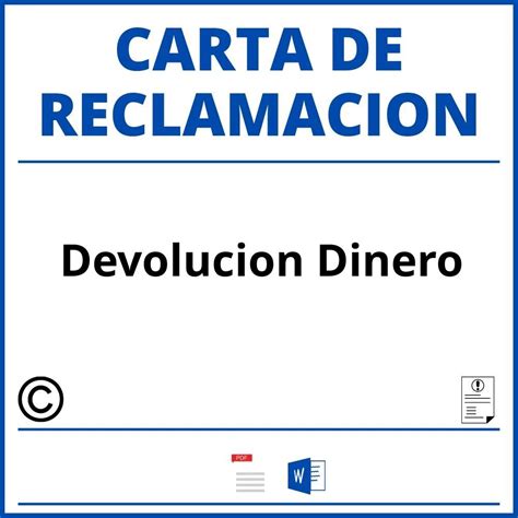 Modelo Carta Reclamacion Devolucion Dinero PDF WORD