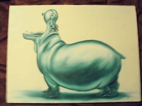 Hippo Oil Painting Reduced. by sthurmandesigns on Etsy