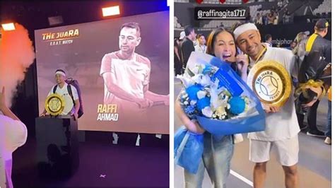 7 Potret Raffi Ahmad Juara Usai Lawan Taufik Hidayat Di Pertandingan