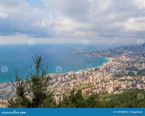 Aerial View of Harissa, Lebanon Stock Image - Image of arab, coastline ...