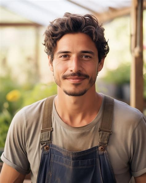 Premium AI Image French Gardener Smiling Amidst Lush Greenery In