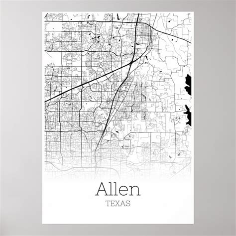 Allen Map - Texas - City Map Poster | Zazzle.com