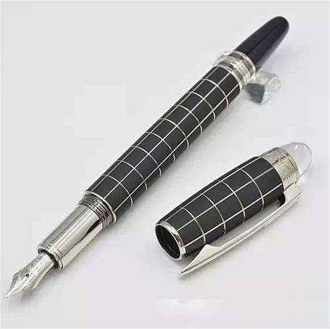 Metal Mont Blanc Star Walker Black Check Fountain Ink Pen With Mb Box