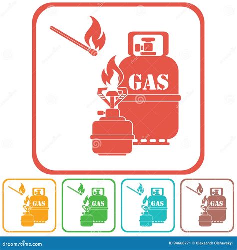 Het Kamperen Fornuis Met Het Pictogramvector Van De Gasfles Vector